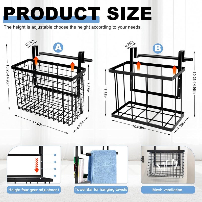 Aboevnc 2 Pack Cabinet Door Organizer with Towel Bar, Over The Cabinet Door Storage with Towel Holder for Kitchen Cutting Board,Black - Image 2